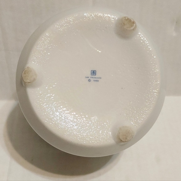 Vtg 1980 Ceramic Cachepot 3 Footed Planter Vase Bowl Floral Design San Francisco - Picture 12 of 14